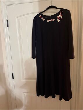 Talbots Navy Blue Dress with Red and White Nautical Accent